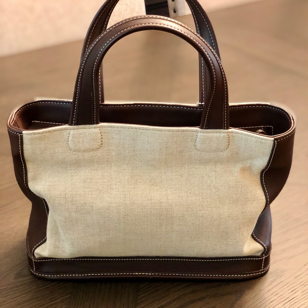 Coach Leather Trimmed Canvas Satchel - Picture 2 of 5